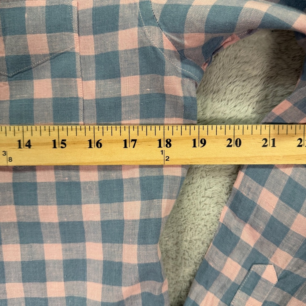 UNTUCKit Mens Medium Sutton WR Slim Fit Linen Shirt Pink Blue Gingham Check Flex - Picture 4 of 8